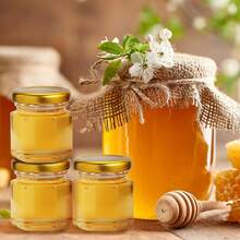 1.5oz Mini Glass Hexagon Canning Jars With Gold Lid, Bee Charms Honeybee Pendant, Honey Dipper Sticks, Jute Tag String, Thank You Gift Tags, Baby Shower Party Wedding Favors - Transparent - View 8