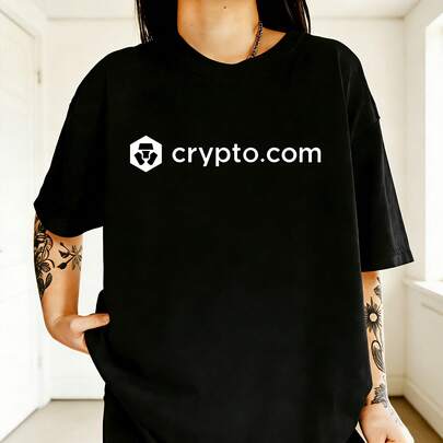 Men's Crypto.Com CRO Token Blockchain Cryptocurrency T-Shirt - 100% Cotton Casual Round Neck Tee With Crypto.Com Logo & CRO Symbol - Ideal Gift For Traders, Crypto Enthusiasts, Casual Attire & Crypto Events - Machine Washable & Dry Cleanable - Black With White CRO Logo Design - Comfortable & Breathable For Long Wear - Perfect For Crypto Fans & Supporters 100% Cotton 1PC 180g