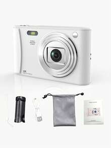 AKKHOO Vintage High-Definition Digital Camera, USB3.0, 4K HD, Portable Travel Photography Camera, Mini Compact, Pocket-Sized Card Camera - White - View 13