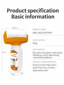 Wall Self-Painting Repair Paint, Roller-Style Wall Repair Paint, White Wall Roller Latex Paint, White Repair Paint, Suitable For Walls And Ceilings, Can Cover Stains, Scratches, Graffiti And Wear, White Water-Based, Low-Odor Wall Paint, Comes With Roller Brush. - Multiple Styles - View 6