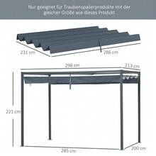 Replacement Pergola Roof, Approx. 3 X 2.5 M, Shade Cover For Pergola, Pergola Roof With UV Protection, For 3 X 2.15 M, Dark Grey - Màu xám đen - Xem 8