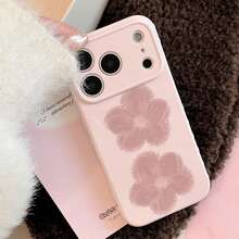 Funda de teléfono suave de primavera con flores rosa guayaba y moradas, compatible con iPhone 16/17/15 Pro Max/14, diseño lindo, geométrico, estilo coreano, artístico, minimalista, estilo Ins - Rosa Pálido - Ver 5