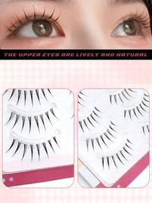 5 pares de pestañas postizas japonesas de dibujos animados, transparentes e invisibles, de estilo natural, suaves y ligeras, adecuadas para citas, viajes y portátiles - Pestañas Spiky Manga - Ver 3