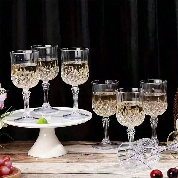 1/2/4/6/8pcs Set Reusable Elegant Transparent Stemware, Suitable For Holidays, Weddings, Valentine's Day, Easter, Various Events, Parties, High-End Drinkware, Easy To Clean