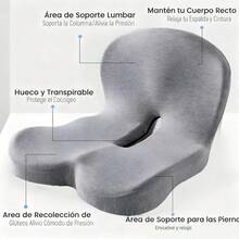 ¡RecomendadoCojín de Espalda y de Silla Combinado, Cojin para Coxis y Ciatica Lumbar, Soporte Lumbar para Silla de Oficina, Aliviar La Ciática, Base Antideslizante, para Oficina, Coche, Camión (Gris)¡Top de Temporada - Gris Oscuro - Ver 12