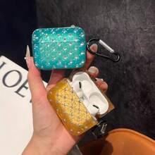 Diamond Pattern Rhinestone New Case Compatible With AIRPODS PRO 2/ PRO 3, 1/2 Gen, Protective Earphone Case With Hook - Yellow - View 6