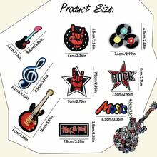 Show Your Rock Spirit! 9 Pcs Cool Music Theme Embroidered Iron-On Patches - Guitar & Symbol Designs For Denim, Tees, Caps, Backpacks, Easy DIY Deco - G - View 3