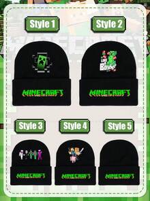 Minecraft Gorro de lana de  - unicolor simple, gorro cálido y acogedor, gorro de punto bordado, gorro para el frío en otoño e invierno, gorro de lana cálido con pequeño borde, bordado de letras para mostrar el rostro, versátil y cómodo gorro de punto con protección para las orejas. - Multicolor - Ver 9