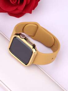 Bộ dây đeo và ốp lưng đồng hồ thể thao 2 trong 1 bằng silicon, tương thích với dây đeo và ốp lưng các kích thước 40mm, 41mm, 42mm, 44mm, 45mm, 46mm và 49mm. Dây đeo silicon mềm mại và thoải mái với khóa cài chắc chắn. Chất liệu PC cứng cáp chống sốc và chống trầy xước cùng lớp kính cường lực bảo vệ được tích hợp trong một chiếc ốp lưng. Tương thích với Apple Watch Series Ultra/11/10/9/8/7/6/5/4/SE. Bộ dây đeo và ốp lưng đồng hồ thông minh dành cho nam và nữ. - Vàng - Xem 2