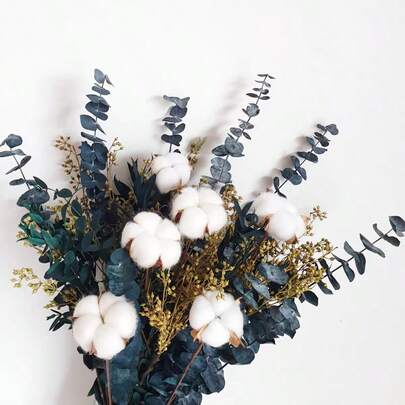 桉树棉多层金色组合花束，绿色调乡村风花束，适用于家居插花、花店用品、酒店/民宿装饰、节日礼物、情人节/母亲节/圣诞节装饰、婚礼仪式