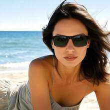 ¡RecomendadoJoopin Lentes de Sol Hombre y Mujer TR90 Polarizados Protección UV400 Cuadrados Rectangulares Clásicos¡Top de Temporada - A02 - TR90 Negro Brillante / G15 Verde - Ver 5