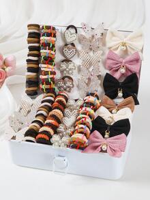 Bộ 102 kẹp tóc nơ đính sequin dễ thương cho bé gái, dây buộc tóc công chúa co giãn không gây hư tổn, kẹp tóc hình bướm thời trang đa năng, thích hợp sử dụng hàng ngày và làm quà tặng. - Nhiều màu - Xem 5