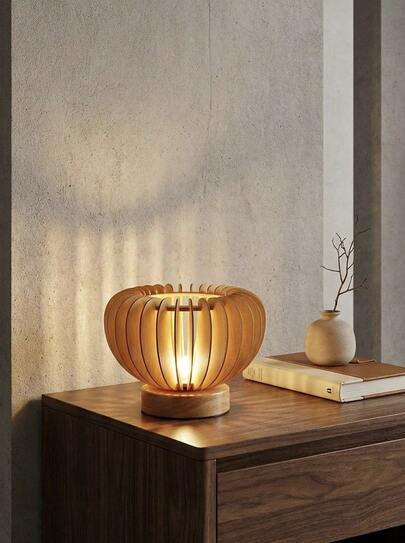 Teckwe 复古南瓜罗纹玻璃可调光插电床头灯，可爱黄铜金色现代边桌灯，适用于卧室、玄关、办公桌、客厅