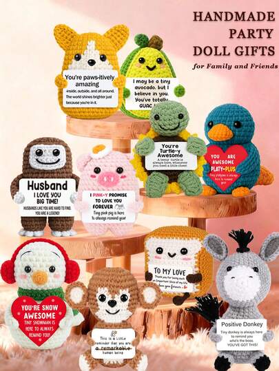 1件手工钩织桌面摆件，可爱科幻手工动植物摆件，送给闺蜜、生日、女友、妈妈、奶奶、同事、家人的精美礼物，钥匙扣，传递正能量，适合派对、母亲节、父亲节、感恩节等场合，毛绒玩具，房间装饰，小礼物，纪念品