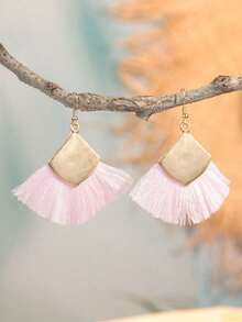 A Pair Of Bohemian Metal Fringed Earrings, Suitable For Ladies To Wear On Vacations And In Daily Life - Multicolor - View 13