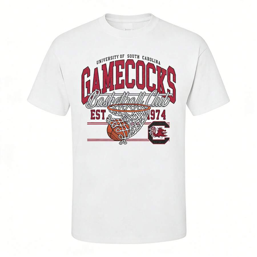 Vintage NCAAs South Carolinas Gamecocks Basketball Club Est.1974 Graphic Tee. - 白色 - 查看 1