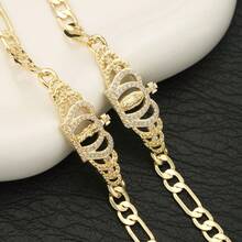 1 Piece Divine Protection Copper Bracelet-Our Lady Of Guadalupe&Saint Jude Portrait With Crown Frame, Shinny Zirconia Inlaid Jewelry - Gold - View 5