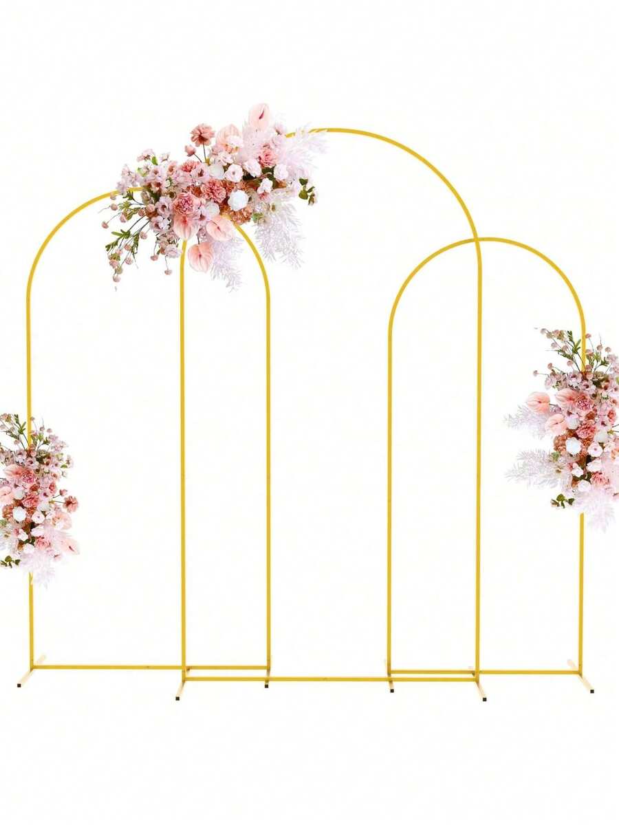 金屬拱門背景架套組，拱門框架，可選 4ft/5ft/6ft/6.5ft/7.2ft 高度，金屬方形氣球拱門架，婚禮拱門背景架，派對裝飾，適用於婚禮、生日、畢業、週年紀念