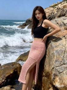 Trico Modal Skirt New 2024 - Bụi hồng - Xem 3