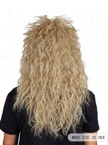 Men And Women Long Curly Brown Gradient White Wig 70s 80s Rocker Mullet Party Funny Wig Costume Wig - Khaki - View 5