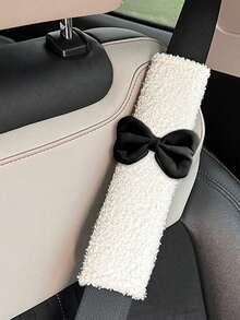 1/2个蝴蝶结毛绒汽车安全带肩垫，柔软舒适的安全带套 - A - 查看 21