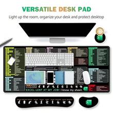 Excel Cheat Sheet Desk Pad Set, Updated Shortcuts  Pad And Keyboard Wrist Rest, Keyboard Shortcut XL Gaming Desk Mat For Office Computer, Black - BlackExcel快捷方式 - 查看 6