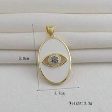 1pc Copper Micro-Inlaid Zirconia Personalized Hip-Hop Luxury Four-Leaf Clover Devil's Eye Pendant, Versatile DIY Bracelet Necklace Earring Accessory Handmade Charm - Multicolor - View 19