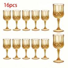 1/3/6/12/24pcs Vintage Champagne Glasses, 7oz (198.4g), Unbreakable Wedding Champagne Flutes, Reusable Retro Style Champagne Cups, Camping Supplies, Party Supplies, Friend Gatherings, Family Dinners - Gold - View 1
