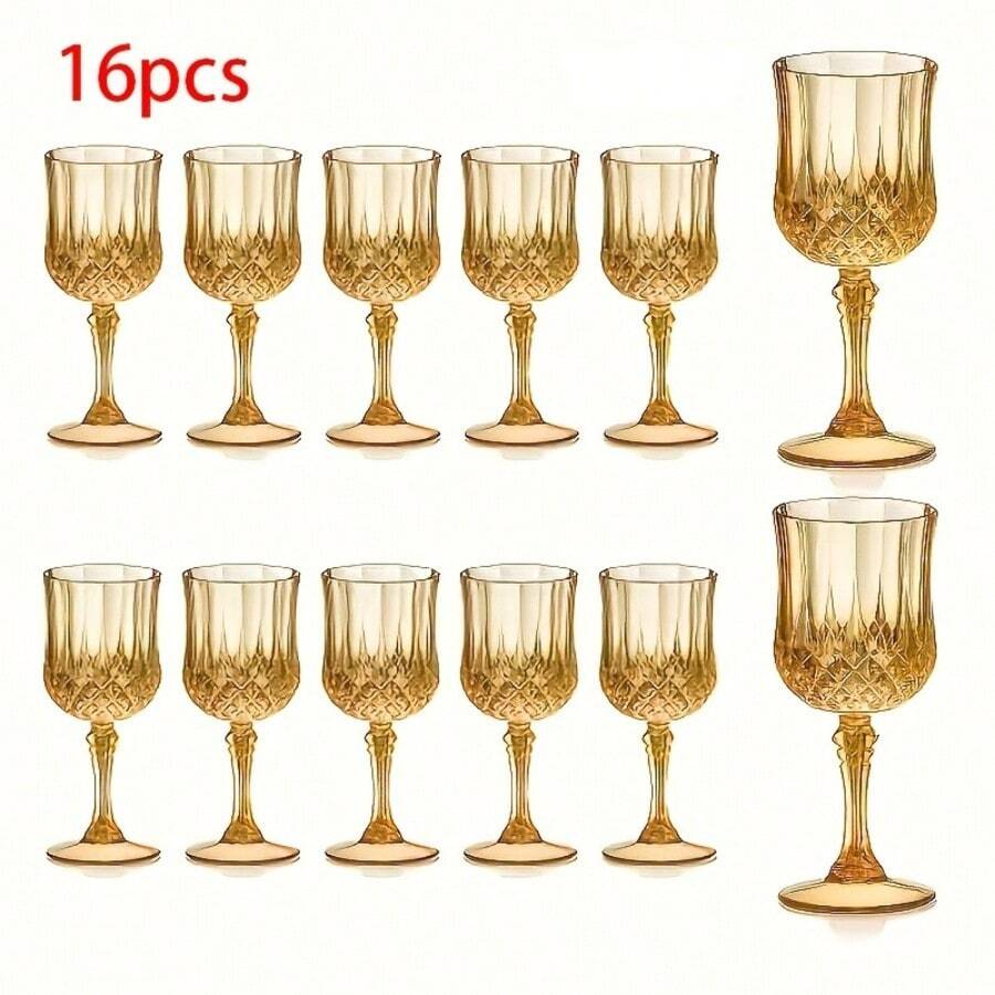 1/3/6/12/24pcs Vintage Champagne Glasses, 7oz (198.4g), Unbreakable Wedding Champagne Flutes, Reusable Retro Style Champagne Cups, Camping Supplies, Party Supplies, Friend Gatherings, Family Dinners - Gold - View 1