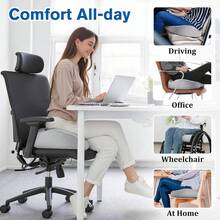 Seat Cushion, Gel Chair Cushions, Office Chair Cushions, Anti-Slip Bottom & Removable Cover Tailbone Pain Relief Cushion, Memory Foam Seat Cushion For Office, Wheelchair, Car (Black) - Xám nhạt - Xem 7