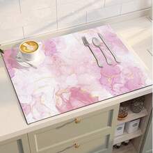1 pieza Alfombrilla de secado de goma con estampado de textura de mármol rosa, adecuada para cafeterías, restaurantes, cocinas, duradera estera de diatomita para mesa, estera para mascotas - multicolor - Ver 14