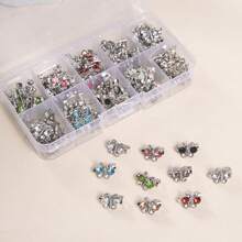 100枚/盒 可爱闪亮水晶水钻胸针别针，女士围巾/头巾配饰 - 彩色 - 查看 19