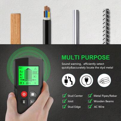 1pc 5-In-1 Stud Finder, Equipped With Smart Microprocessor Chip And High-Definition LCD Display, Stud Finder For Detecting Center And Edge Of Wood, Wires, Metal Studs, And Joists