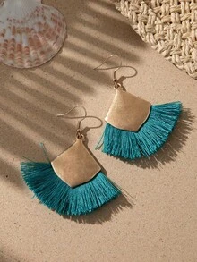 A Pair Of Bohemian Metal Fringed Earrings, Suitable For Ladies To Wear On Vacations And In Daily Life - Multicolor - View 24