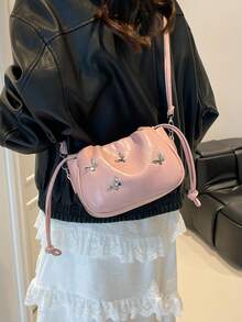 精致时尚蝴蝶云形2026新款优雅奢华女士手提包 - 粉色 - 查看 7
