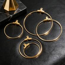 10-Piece 304 Stainless Steel Round Pendant Earrings Circle Hoop Earrings Large Hoop Ear Hook Earrings DIY Earring Accessories - Round - View 4