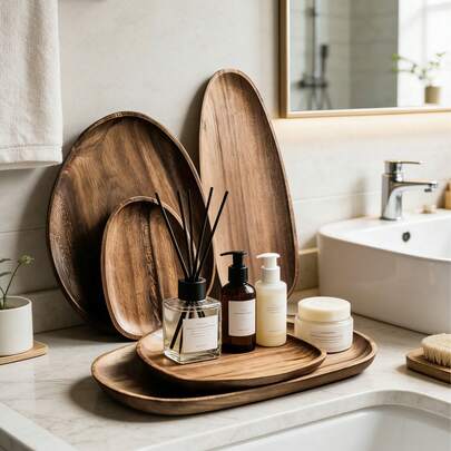 1 chiếc khay gỗ để bàn trong phòng tắm, khay đựng đồ, khay bồn tắm, khay nhà tắm, khay phòng tắm, khay bồn tắm bằng gỗ hồng mộc hình dạng không đều, khay gỗ, khay trang trí, khay trưng bày đồ trang trí nhà cửa, trang trí phòng khách, khay trang trí, có thể đựng chai nước hoa, kem đánh răng, nước rửa tay, sữa tắm - Khay gỗ nguyên khối phòng tắm, khay trưng bày nhà bếp, đồ dùng phòng ngủ, phụ kiện phòng tắm, đồ đựng đồ trong phòng tắm, trang trí phòng, trang trí phòng tắm, kệ phòng tắm