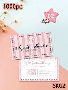 200/500/1000pcs Customize Whimsical Wavy Business Card Template, Personalized QR Code, Aesthetic Business Business Card, Elegant Luxury Editable Calling Card, Bow Striped Business Card, Small Business Owner Business Card, Influencer Business Card, Bridal Planner Business Card, Personalized Gifts - Multicolor - View 13