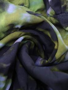 EARO Women's Long Multi-Layer Tie-Dye Print Skirt, Elastic Waist, Fashion Elegant Slimming - Navy Blue - View 5