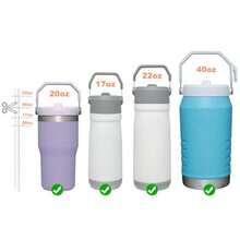 Replacement Straws For  IceFlow Flip Straw Tumbler 30 Oz - 8 Straws And 2 Brushes Set In Stainless Steel Matte Black With Leak-Proof Design - -màu tím- - Xem 4