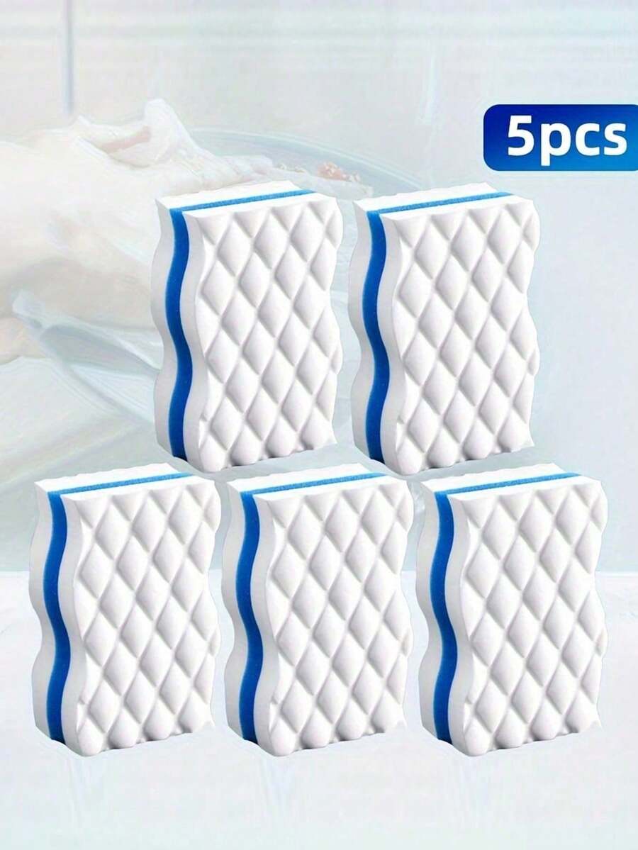 10pcs High Density Wavy Sponge Scrubber - Non-Scratch, Easy To Clean, , Thickened Decontamination Kitchen Magic Cleaning Sponge, Suitable For Kitchen, Bathroom And Household Cleaning