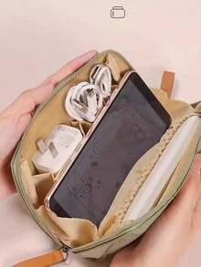 1个五瓣花旅行化妆包 - 拉链式小巧化妆品收纳包，轻便便携棕色花朵拉链零钱包，可爱花朵配饰，小巧药盒和急救包，多功能布艺小药袋，适合存放口红、手机、硬币、数据线和各种必需品，非常适合旅行和日常使用，情人节礼物，斋月礼物 - 彩色 - 查看 4