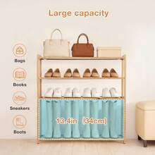 Senmeo 5-Tier Solid Wood Shoe Storage Rack, Sturdy Organizer For Sneakers/Boots/Heels – Entryway/Bedroom, Natural Wood, Perfect For Holiday Home Organization - 5 tầng - Xem 6