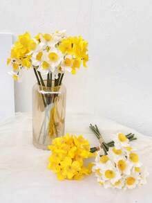 6pcs/12pcs Artificial Daffodil Flowers, Fake Yellow Daffodil Flowers For Wedding Decor, Home Room Decoration, Fake Flowers For Home Decor, Wedding Decoration - Multicolor - View 12