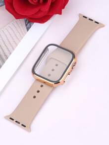 二合一运动硅胶表带和表壳套装，兼容 40mm、41mm、42mm、44mm、45mm、46mm 和 49mm 尺寸的 表带和表壳。柔软舒适的硅胶表带搭配铆钉表扣。防震防刮的硬质 PC 材料和钢化玻璃保护膜一体成型。兼容 Series Ultra/11/10/9/8/7/6/5/4/SE。男女通用智能手表表带和表壳套装。 - 奶茶色錶帶+玫瑰金錶殼 - 查看 8