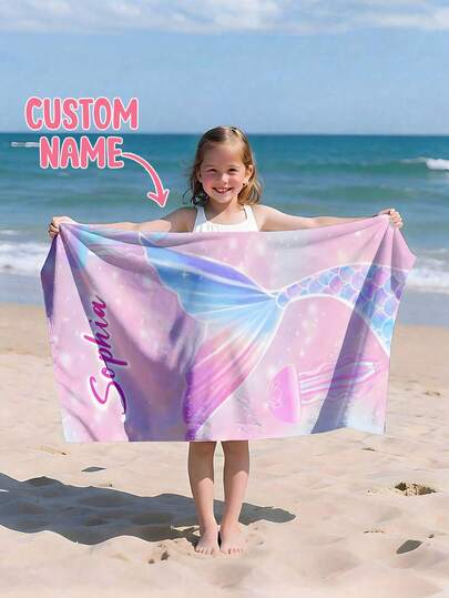 Toalla de playa personalizada para niños, regalo de cumpleaños perfecto para el verano, adecuada para diversas ocasiones de verano. Toalla de playa y accesorios personalizables, aplicables para la playa, piscina, viajes, campamento, yoga y talla grande.