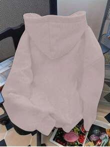 Hoodie mujer sudadera gorro capucha bolsillo canguro puños acanalados calientita cómoda diario estampado al frente montañas mensaje de fe y esperanza versículo bíblico - Caqui - Ver 2
