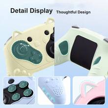 适用于Switch 2 Pro手柄的6色新款防滑可爱猫咪硅胶手柄套，包含6个摇杆帽和1张贴纸 - 彩色 - 查看 4