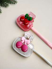 1/2PCS Cherry Design Portable Toothbrush Cover, Cute Cherry Pattern With Transparent White And Transparent Red,Travel Toothbrush Storage Box, Portable Toothbrush Head Protection Clip, Toothbrush Storage Clip,Toothbrush Protective Cover, Protects Toothbrush Head, Portable Design For Easy Carrying, Dustproof Toothbrush Head Cover For Travel,The Best Gift For Lovers, Friends, Family, Teachers, Travel Enthusiasts,Must-Have For Home,Dorm - Multicolor - View 5