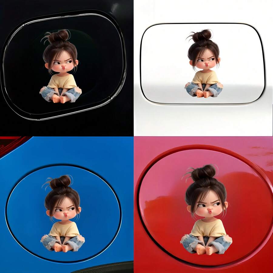 1pc, 7-Inch Vinyl Sticker "Bad Girl" | Self-Adhesive, Glitter, Fantasy Animal Theme, Suitable For Glass, Metal, Ceramic Surfaces - Multicolor - View 1